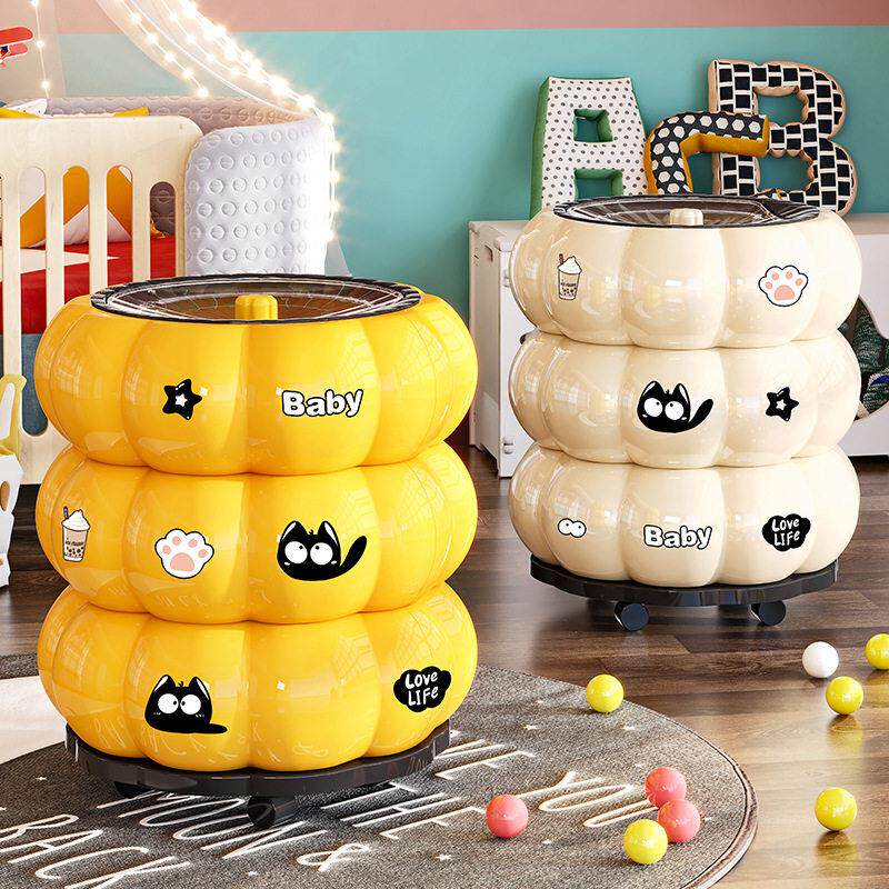 高颜值垃圾桶家用南瓜可爱卡通按压可移动客厅卧室创意带盖子垃圾