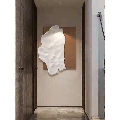 挂画装饰画奢竖版尽头客厅浮雕3d壁画入户走廊创意现代立体轻玄关