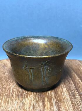 仿古古玩杂项收藏梅兰竹菊酒杯酒盅纯铜酒杯小酒杯工艺品摆件