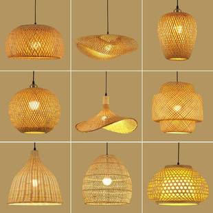 竹艺吊灯竹编藤编中式灯笼覆古禅意创意灯具饭厅餐饮茶室民宿灯罩
