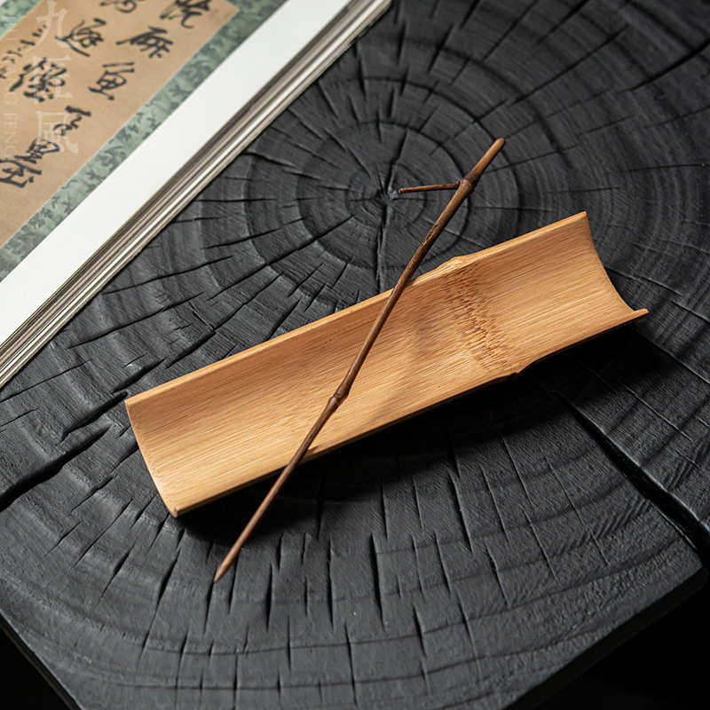 九匠风 手作竹制茶则功夫茶具茶艺茶道配件分茶器茶拨茶匙两件套
