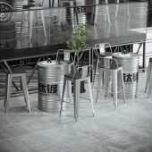 商用休闲奶茶店酒吧创意吧台桌工业风潮品店铺油桶高脚桌椅组合