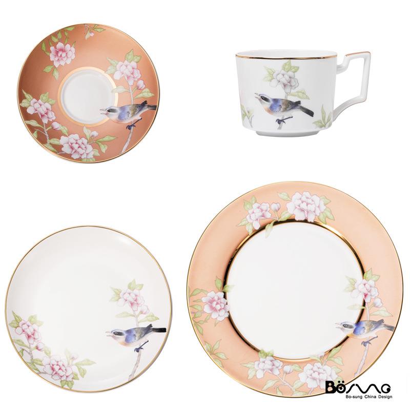 餐厅样板房摆台装饰骨瓷餐具牛排盘菜盘咖啡杯碟陶瓷餐盘餐布