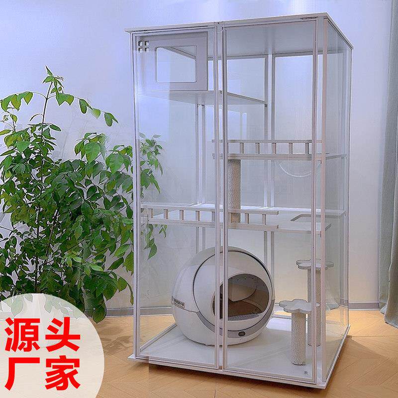 全景玻璃猫别墅家用实木猫笼子大型高颜值猫舍豪华猫屋子猫柜室内