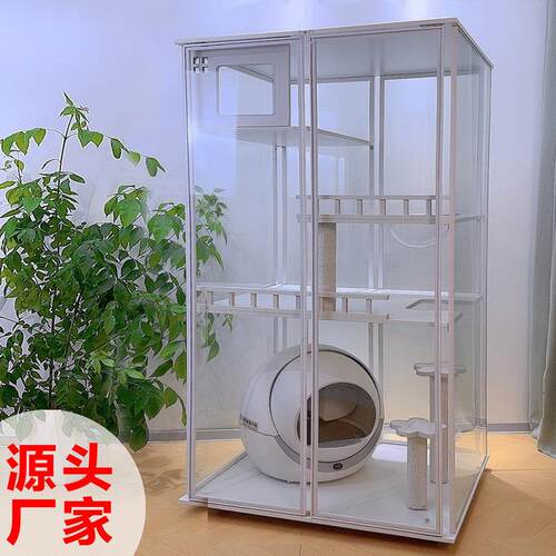 全景玻璃猫别墅家用实木猫笼子大型高颜值猫舍豪华猫屋子猫柜室内