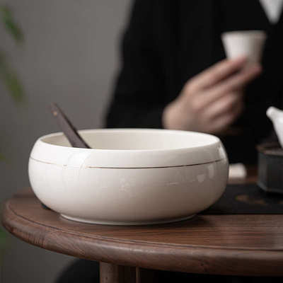 德化白瓷水盂茶洗缸大号陶瓷羊脂玉瓷茶杯洗碗茶道笔洗茶渣烟灰缸