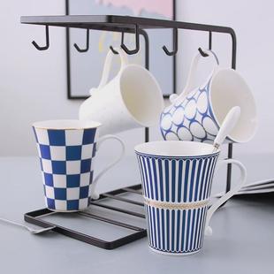 创意个性 咖啡杯办公杯子带杯架 陶瓷马克杯家用客厅喝水杯套装 欧式