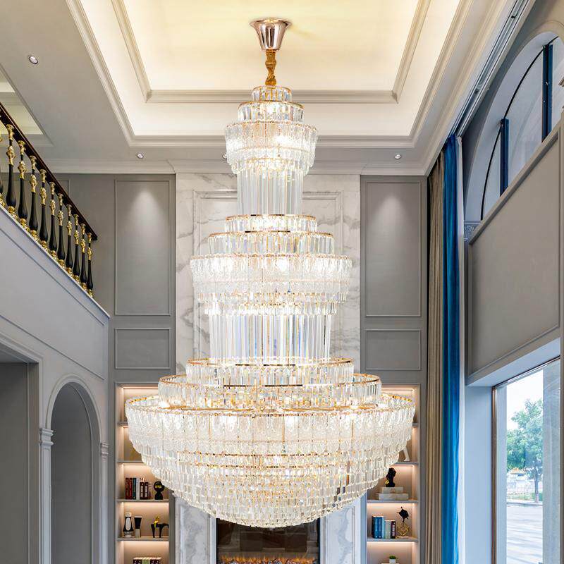 复式楼大吊灯2024年新款轻奢现代水晶大厅灯具别墅挑空挑高客厅灯