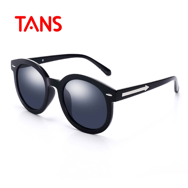 TANS女款太阳镜时尚炫彩箭头开车驾驶镜偏光复古墨镜眼镜T032 黑