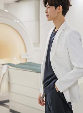 白大褂长袖工作服学生实验服口腔医生工作服医美白色西装医生服男