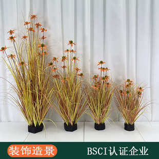 批发室内外装饰泡沫花草带盆康兰菊仿真花兔尾草仿真枯草盆栽摆件