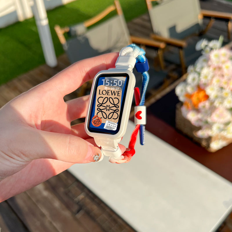 适用oppo手环2表带oppo watch2智能运动手表表带手绳款编织尼龙手