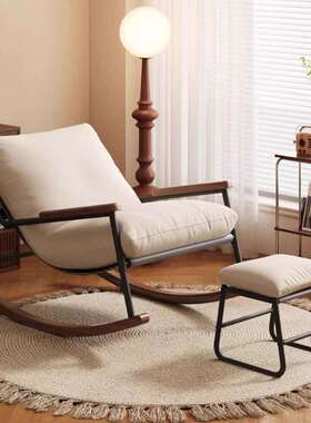 中古风客厅单人午休椅家用懒人靠背躺椅可躺可睡椅子阳台休闲摇椅