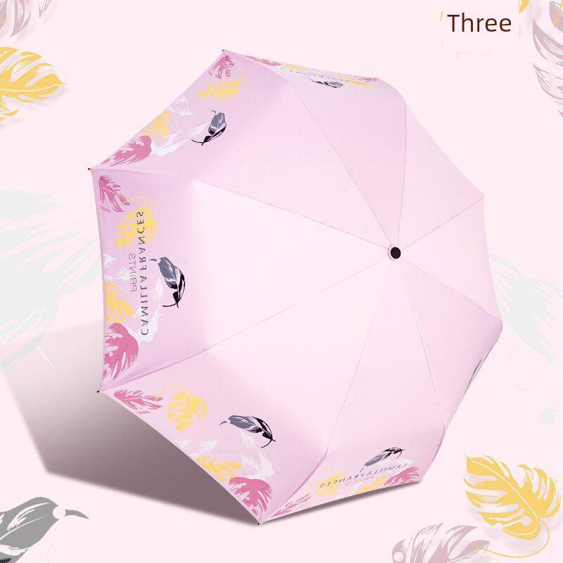 红叶伞黑胶遮阳太阳伞清新折叠便携防晒防紫外线伞女晴雨两用5431