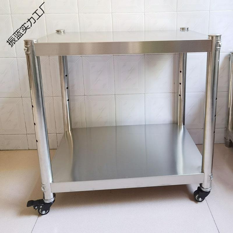 可移动不锈置物ZZK架钢轮子两层万向轮收纳架带厨房储物层架落地