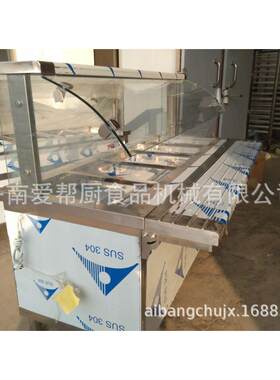 商用不锈钢售饭台电热保温台带玻璃罩快餐台五格六格售饭盒汤池