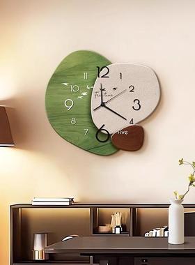 中古画风客厅钟表装饰式绿色电视背墙挂钟高法级感静音家景用LEV