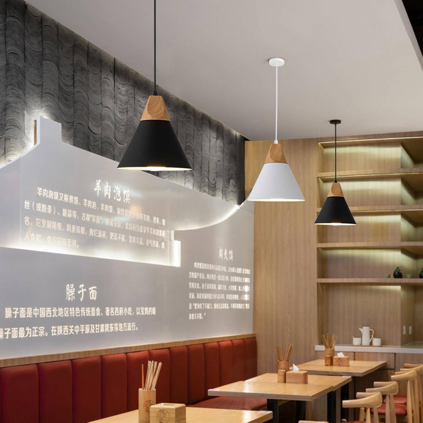 吊灯现代单头北欧简约饭店商用覆古吧台餐饮店工业风个性餐厅灯罩