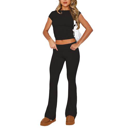 Pantaloni svasati da donna manica corta top set