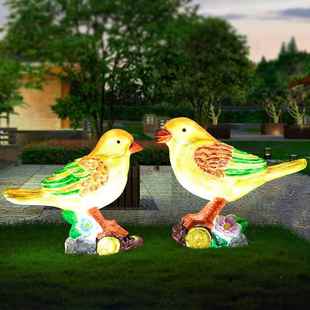 户外园林摆件仿真发光小鸟雕塑玻璃钢动物花园景观幼儿园小区装 饰