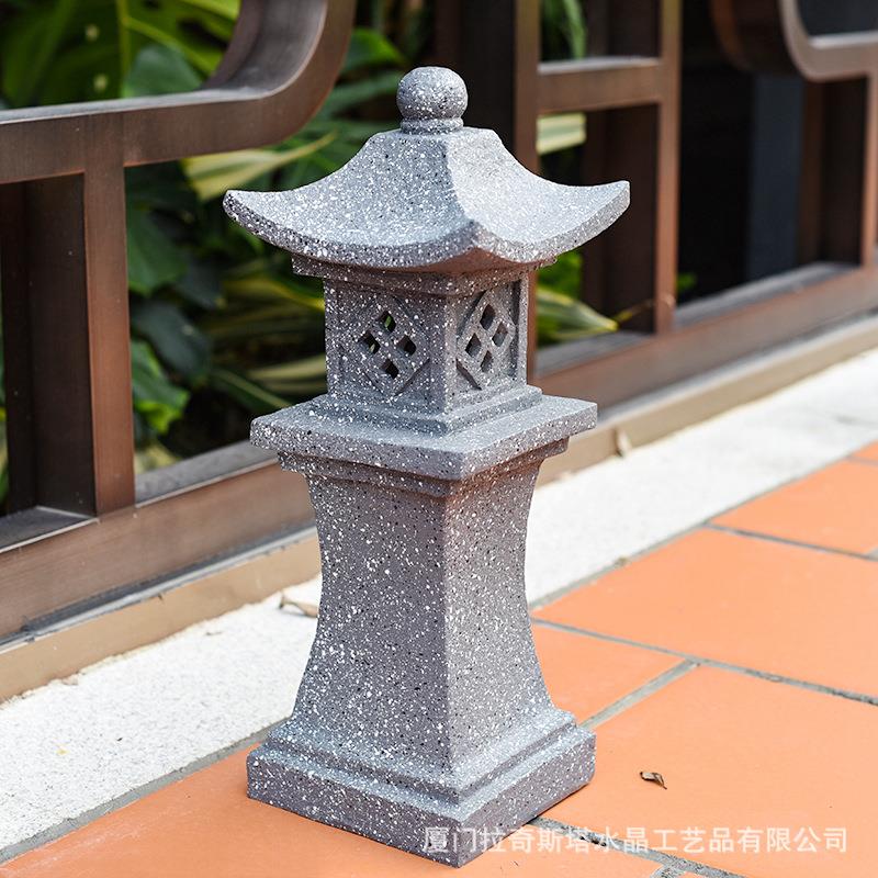中式石塔庭院装饰花园摆件户外太阳能灯布置禅意草坪庭院灯大宫灯