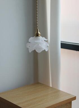 美式复古玫瑰花朵玻璃吊灯飘法式艺X116黄卧铜窗北欧简文约室床头