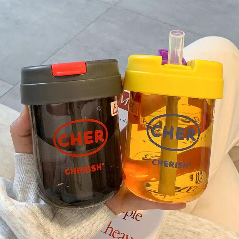 网红吸管塑料水杯女学生高颜值可爱便携小吨吨杯子随手礼品杯印字
