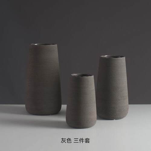 高档现代简约风陶瓷花瓶客黑白房干花器北厅欧餐桌家灰居装饰品书