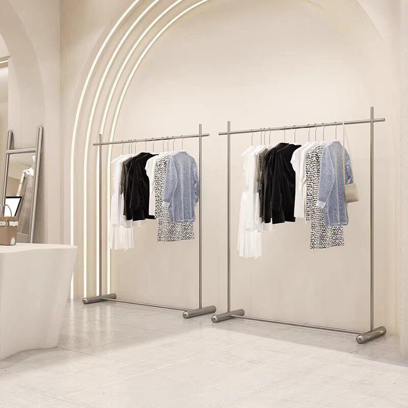 服装商店展示架展示架落地式不锈钢衣架岛侧挂流行女装商店货架