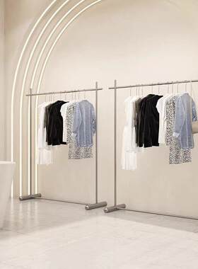 服装商店展示架展示架落地式不锈钢衣架岛侧挂流行女装商店货架