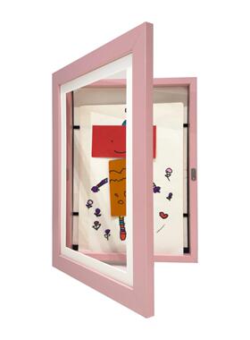 A4磁吸翻盖收纳画框儿童画立体画手工作品收纳展示作品墙蓝色粉色