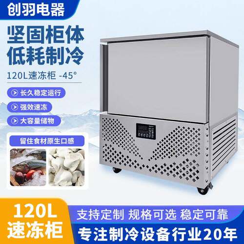 智能控温快速制冷商用小型包子饺子海鲜厂家直销-45度120L速冻机