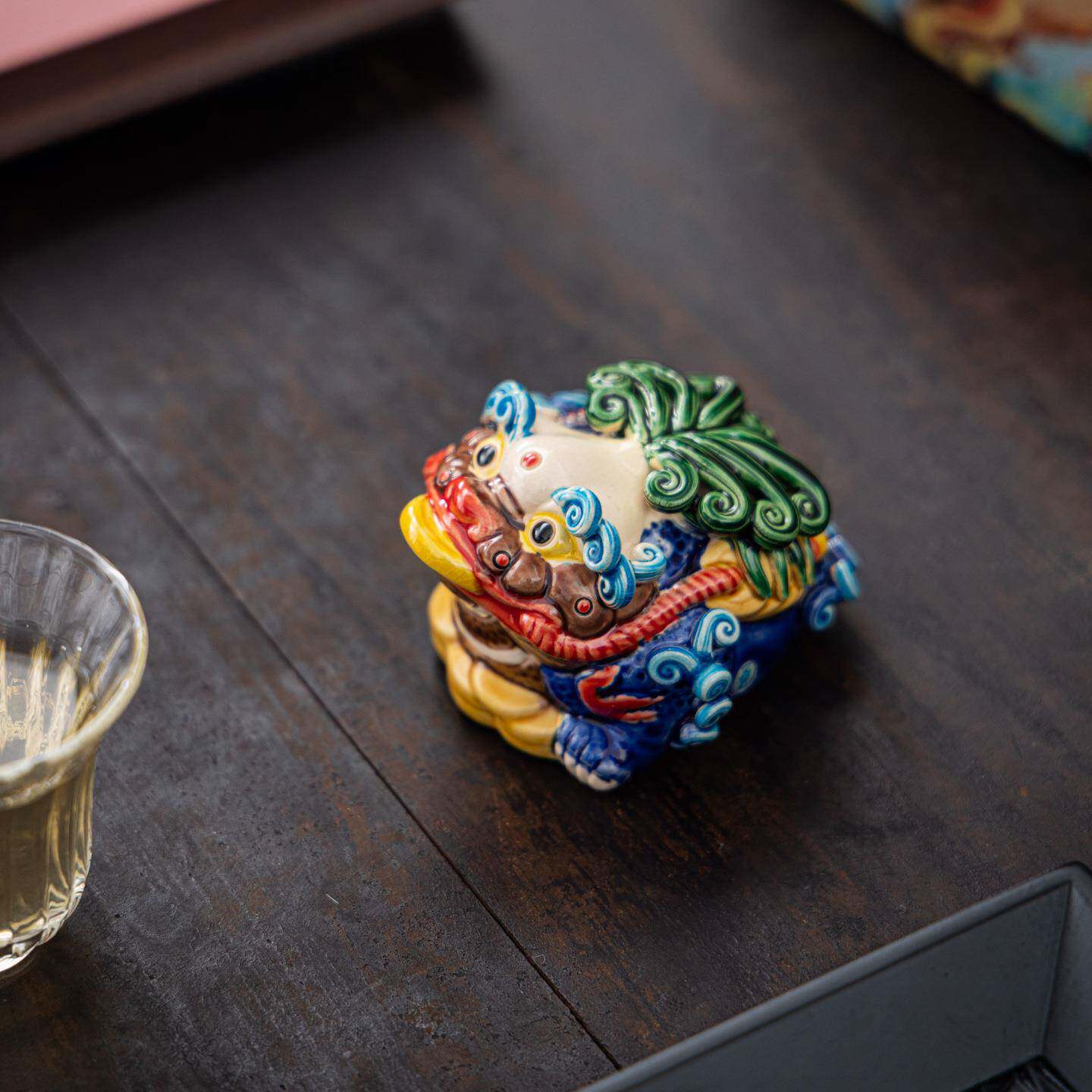 招财XUS三足桌金蟾g貔貅宠摆件交趾陶客厅家居茶玩茶配件茶送礼定