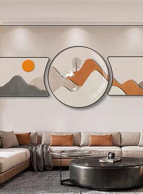 Z6Q家和富贵客厅装饰画轻奢大气沙发背景墙壁画现代简约圆形三联
