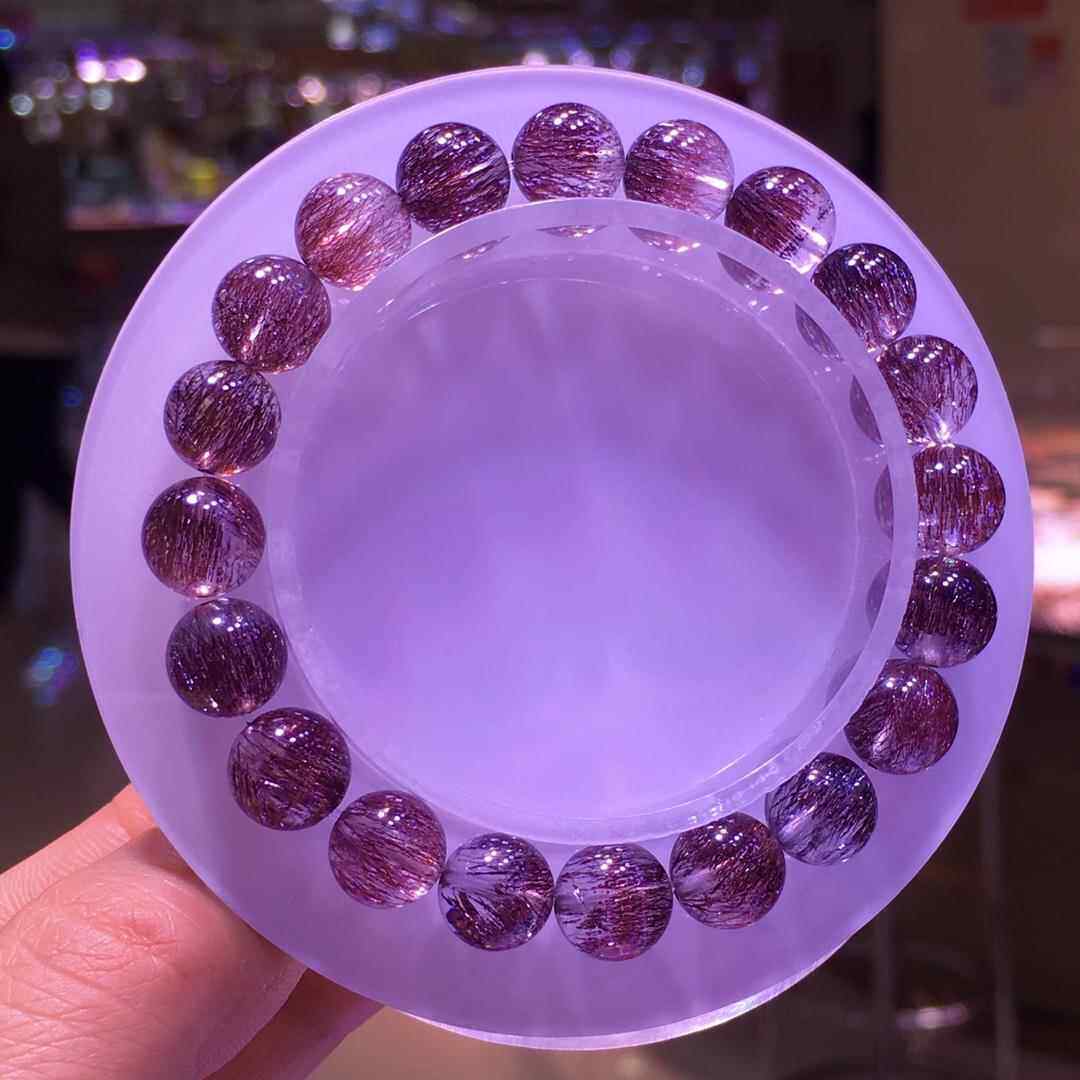 新品天然红超七手链紫红发晶单圈圆珠手串男女百搭珠链珠串规 9mm