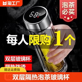 双层玻璃杯男女便携带盖隔热水杯子过滤网家用泡茶杯定喝水高硼硅