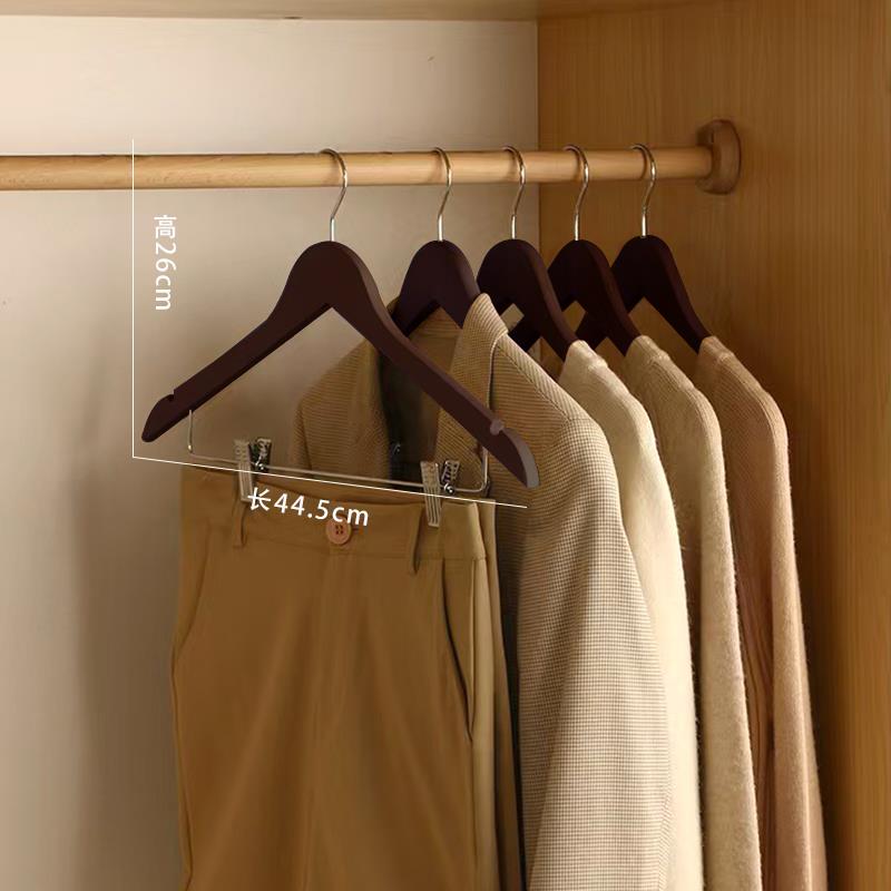 高档衣架无痕防肩角大号木质 植绒男木衣士服撑子衣柜防滑晾衣挂