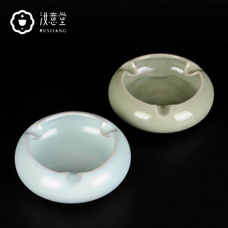 汝窑汝瓷雪茄烟灰缸陶瓷家用客厅茶几办公室桌面中式个性简约摆件
