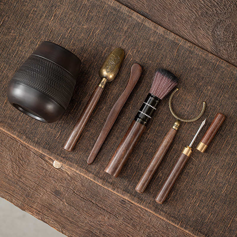 紫陶茶道六君子茶刀茶夹茶勺茶铲养壶笔泡茶工具整套陶瓷茶具配件