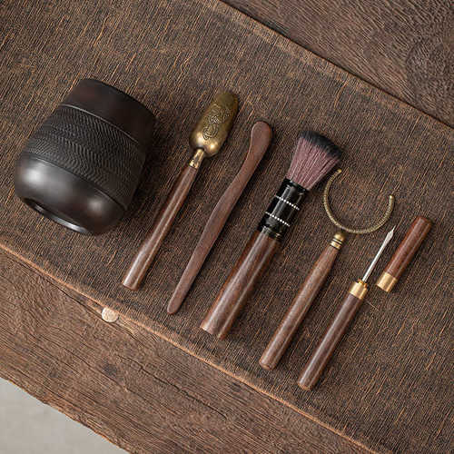 紫陶茶道六君子茶刀茶夹茶勺茶铲养壶笔泡茶工具整套陶瓷茶具配件