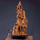 厂家批发太行崖柏根雕摆件客厅陈化料随形树根抱石实木木雕雕刻工