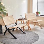 日式 藤编折叠椅躺椅阳台休闲靠背椅现代简约单人藤椅民宿懒人椅子