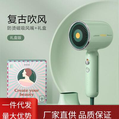 素士复古吹风机负离子护发家用电吹风筒大功率头皮按摩速干小摩筒