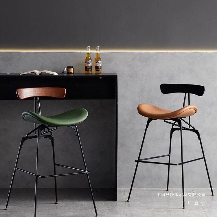 北欧复古靠背吧台椅家用蚂蚁吧椅现代简约高脚椅工业风铁艺酒吧椅
