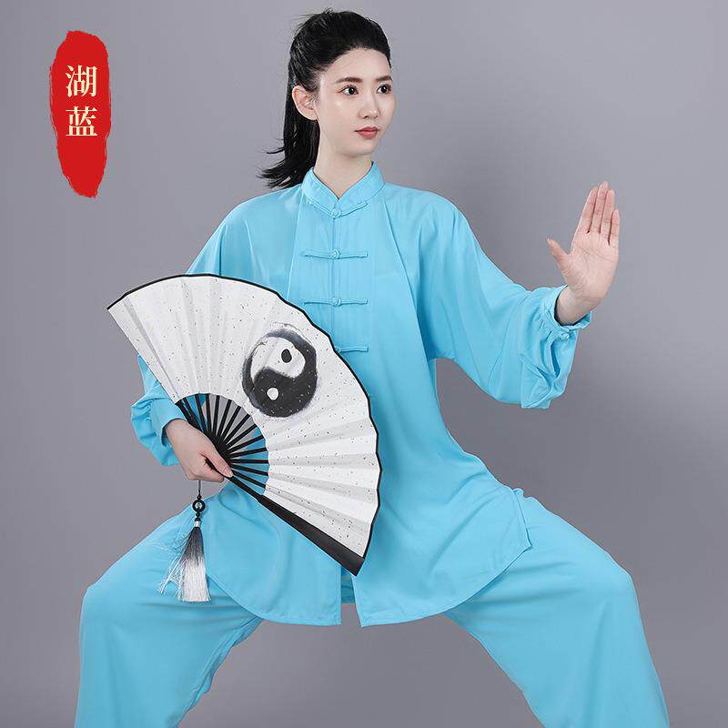 太极服新款棉加丝表演比赛长短袖春秋夏季女中国风中老年男练功服