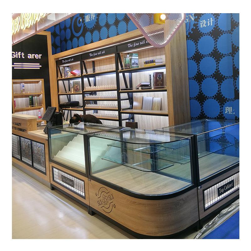 商场大型服务台超市收银台烟酒柜便利店柜台名烟名酒玻璃组合柜