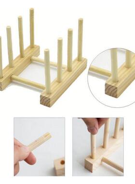 DIY Bamboo Drainer Wooden Dish Rack Plates Holder Kitchen St