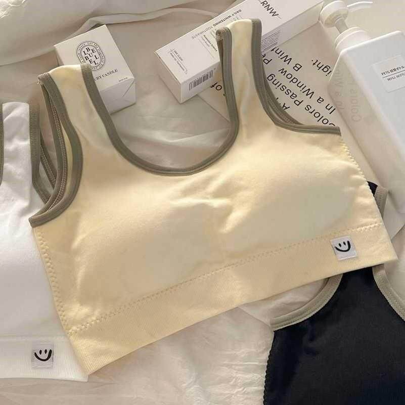 内衣女无钢圈防下垂一体式固定运动美背少女背心学生文胸2024秋冬