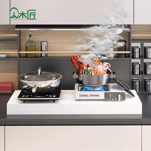 瓦斯炉盖板罩整体橱柜台面瓦斯灶遮挡板厨房电磁炉支架灶桌垫高置