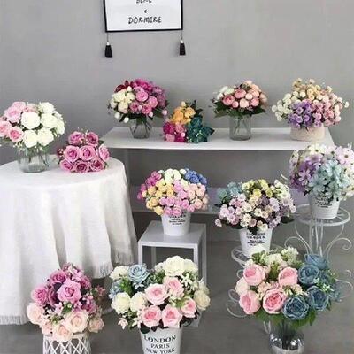 Multicolor Artificial Hydrangea Flowers DIY Silk Petals